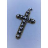 Vintage 18ct White & Yellow Gold Cross with Diamonds (Over 2k in Total) 4.5cm in Length.