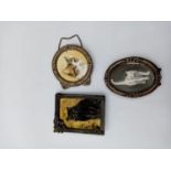Set of 3 Small Vintage Frames with Cat Pictures, 4.5 - 5.5cms.
