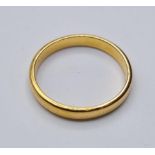 22ct Gold Band. Full Chester Hallmark, Size Q, 3.7 grams.