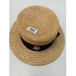 A 1940's Straw Boater Hat made by Battersby (London) in Good Condition.
