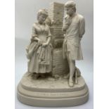 Ceramic statue of Dicken?s characters Joe Willet and Dolly Varden, 24cm tall and 1.7kg weight.