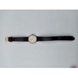 H.Samuel 9ct Gold Quartz Watch with Leather Strap.