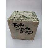 Troika Ceramic Square Vase by Linda Taylor with Poorly Repaired Crack.