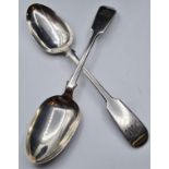 Pair of Antique Silver Table Spoons, Fiddle Design, Clear and Rare Hallmark for William Rawlings