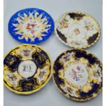 4 assorted saucers by H&R Daniel circa 1825