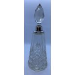 Silver and Cut Glass Scent Bottle. Having Conical Form with a Silver Collar and Original Crystal