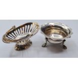 2 Antique Silver Salts one in the form of a basket, Clear Hallmark for Birmingham 1906 and Sheffield