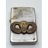 Original 1950?s Zippo Lighter Engraved ?Indo China? 1953-54. ?The Devil Rides With Us?