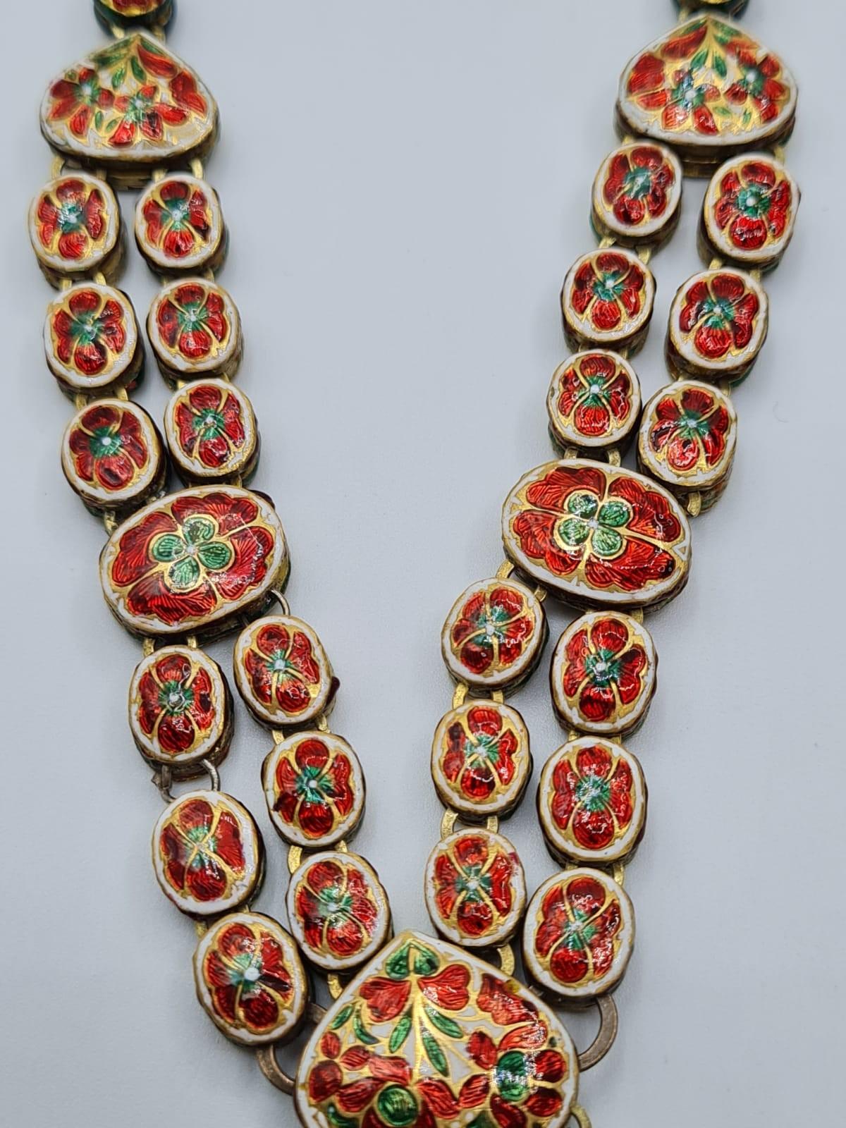 An antique handmade and decorated ruby and diamond necklace 1 cracked stone with matching earrings - Image 6 of 8