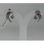 18k white gold stud earrings with 1ct diamonds and weight 2.9g, 15mm long approx (ecn729)