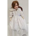 Victorian Armand Marseille Doll, (Engraved on Back Neck). Real Hair Wearing Vintage Christening