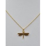 ALEX MONROE GOLD VERMAIL ON STERLING SILVER DRAGONFLY NECKLACE