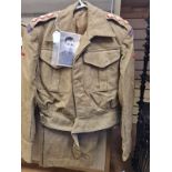 Genuine WW2 Royal Artillery captain battle dress uniform with trousers