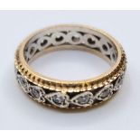 9ct Gold Eternity Ring with White Stones, 4.3g, Size L