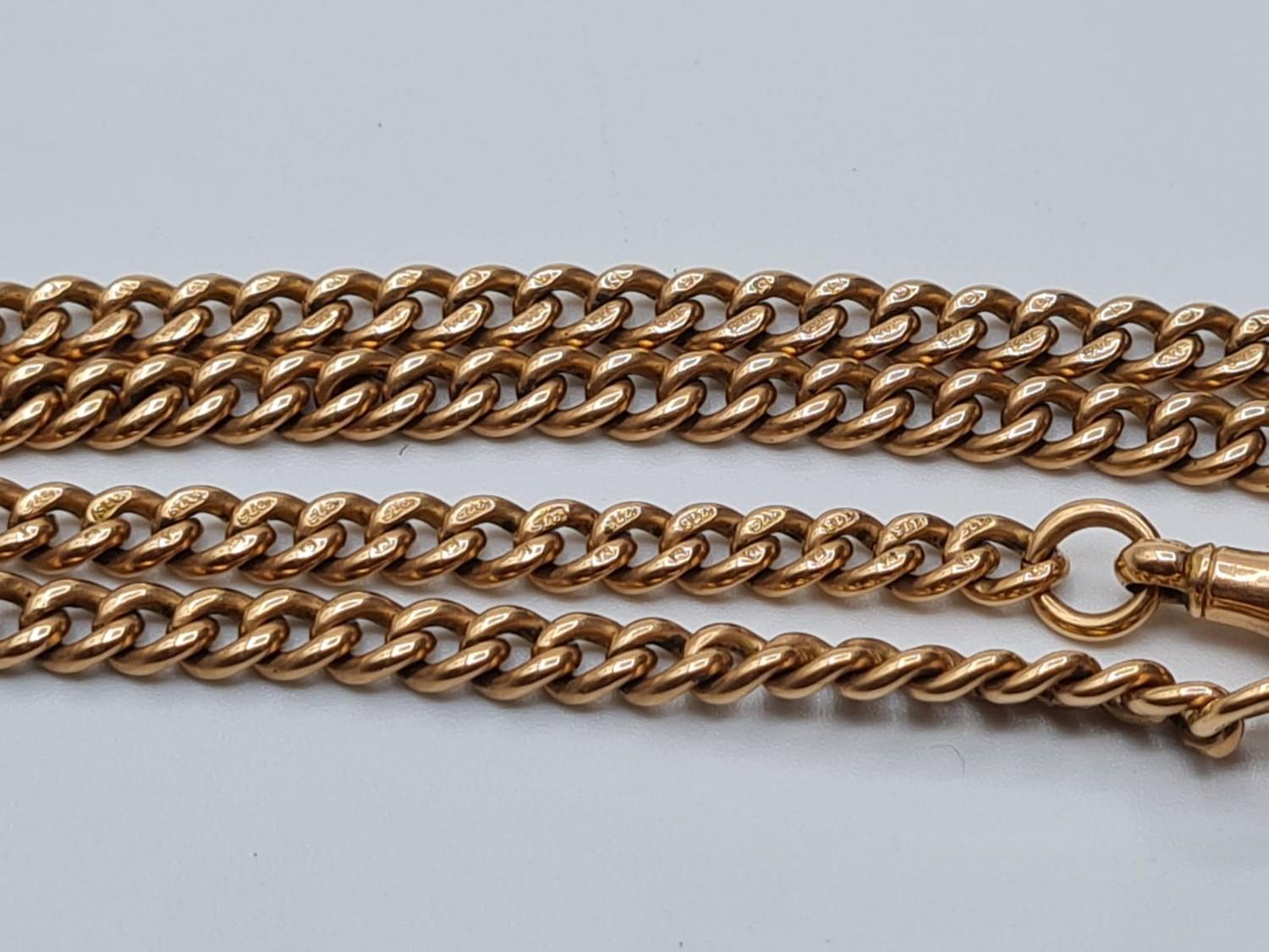 Rose gold watch chain with matching seal pendant. Weight 29.8g and length 38cms - Image 3 of 6