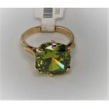 9K yellow gold ring with 14ct CZ stone, weight 5.2g and size M1/2 (ecn173)