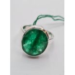 12.66ct emerald stone ring in 925 silver