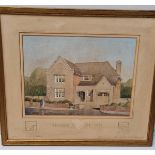 House of Watford, drawn by Cyril A. Farey, Framed, 39.5cm x 45cm