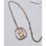 Silver St Christopher on a silver necklace. Weight 6.4g & length 44cm chain