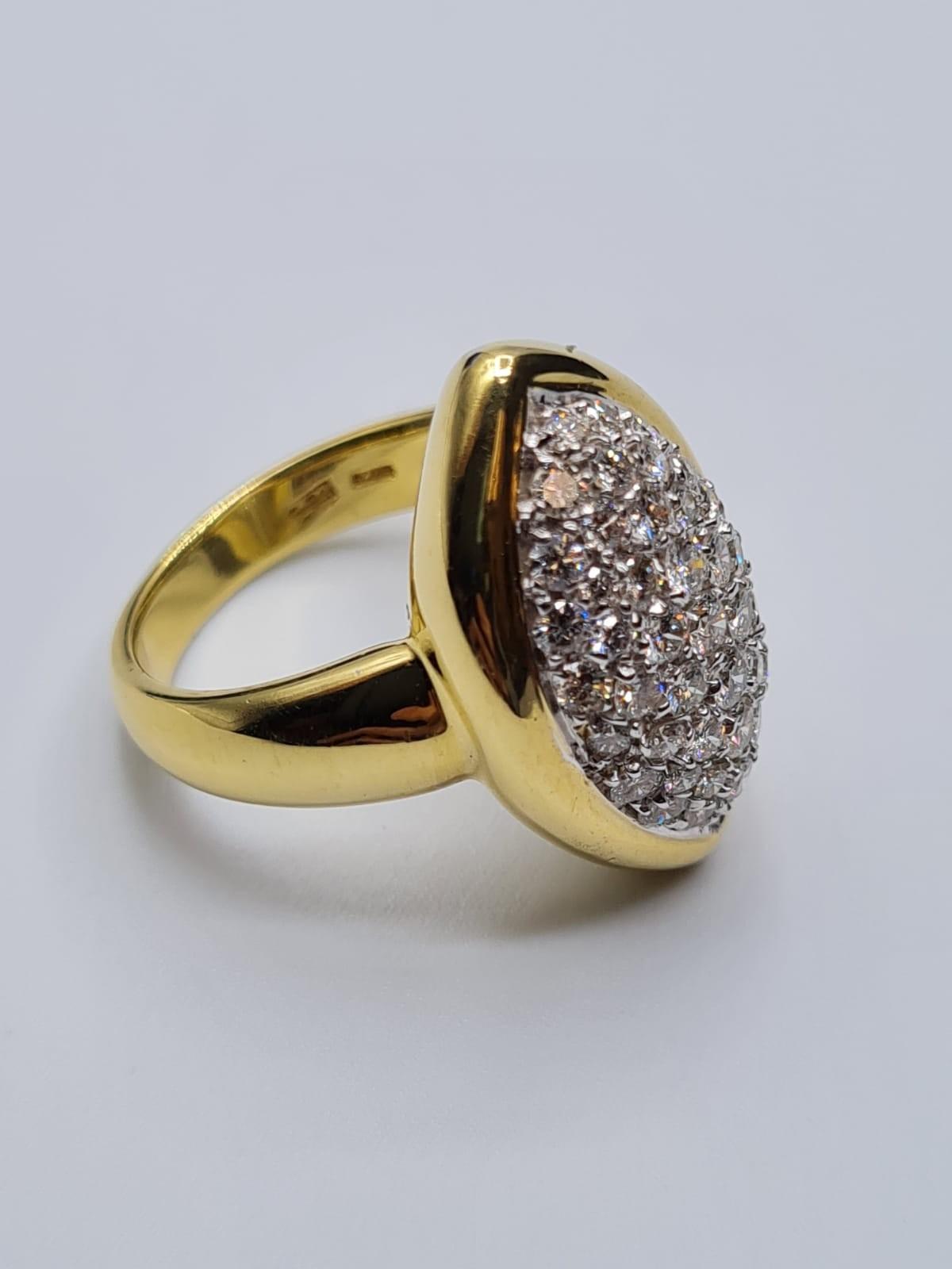 18CT YELLOW GOLD DIAMOND SET MARQUISE SHAPE RING, WEIGHT 12.5G & 90CT APPROX. Size N - Image 5 of 6