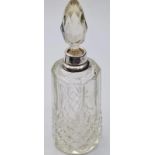 Victorian Cut Glass Scent Bottle with A Hallmarked Silver Collar, 263g, 16cms Tall.