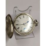 Antique Full hunter silver Fusee pocket watch, 50mm diameter