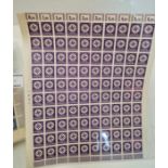 A Sheet of 100 WW2 Stamps with Swastika Emblem.