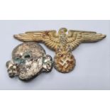 WW2 Waffen SS Cap Eagle & Skull. Deschler marked Ges. Gesch. & RZM