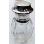 Vintage Silver Topped Scent Bottle. The Bottle Having a Honeycomb Baluster form with Original Cut