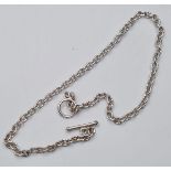 Heavy Gauge Silver Link Necklace with 'T' Bar Fastening. Full London Hallmark for Silver. 40cm