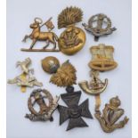 10 x WW1 & WW2 British Army Cap Badges