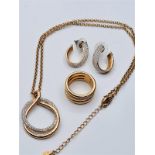 SWAROVSKI NECKLACE, EARRINGS AND RING SET IN ROSE GOLD VERMEIL