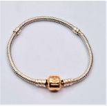 PANDORA STERLING SILVER WITH ROSE GOLD PLATED CLASP