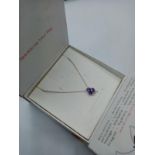 Silver Chain and Pendant by Magnolia. The Pendant Having Three Amethyst Colour Stones Forming a