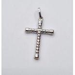 18CT WHITE GOLD BOBBlE CROSS, WEIGHT 1.2G Size 2.5cms