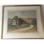 Watercolour titled 'The Old Farmhouse' by Henry Samuel Merritt the renowned war artist. During the