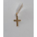 9k yellow gold cross, 18mm long and weight 0.7g (ecn101)