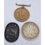 WW1 Chinese Labour Corps Cap Badge, Bronze Medal and Trade Coin