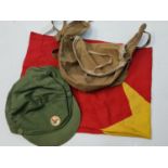 Vietnam War Era Vietcong PPSH magazine pouch with a cap and flag inside.