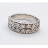 18CT WHITE GOLD 2 ROW DIAMOND 1/2 ETERNITY RING, WEIGHT 6.6G & 0.55CT APPROX. SIZE Q