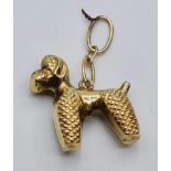 9ct gold dog charm, weight 2.0g