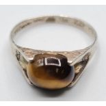 Vintage Silver Tigers Eye Ring, Size N.