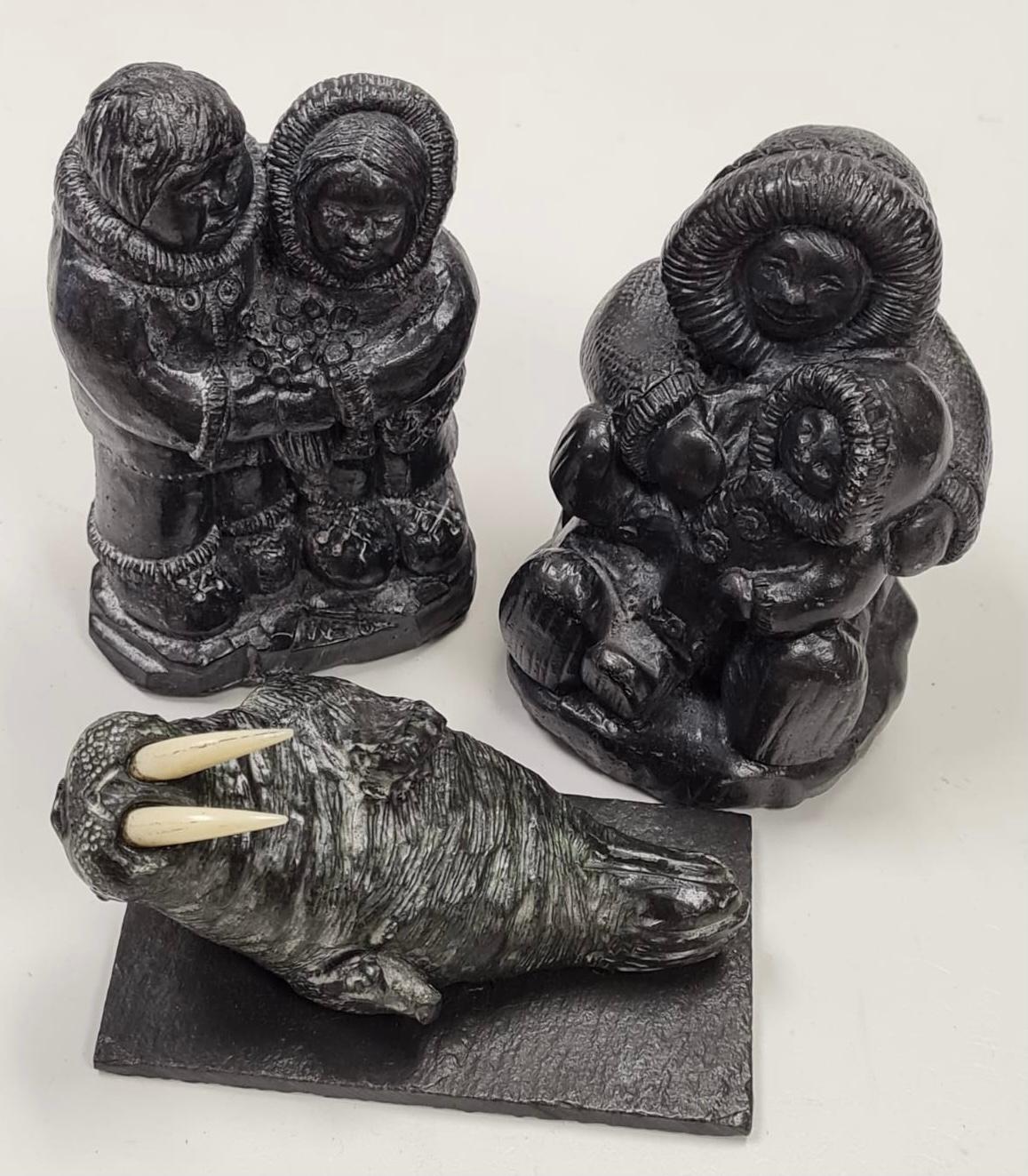 3 x Carved Canadian Inuit Figures.