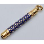 9ct gold and enamel pencil pendant, weight 8.0g & length 5cms