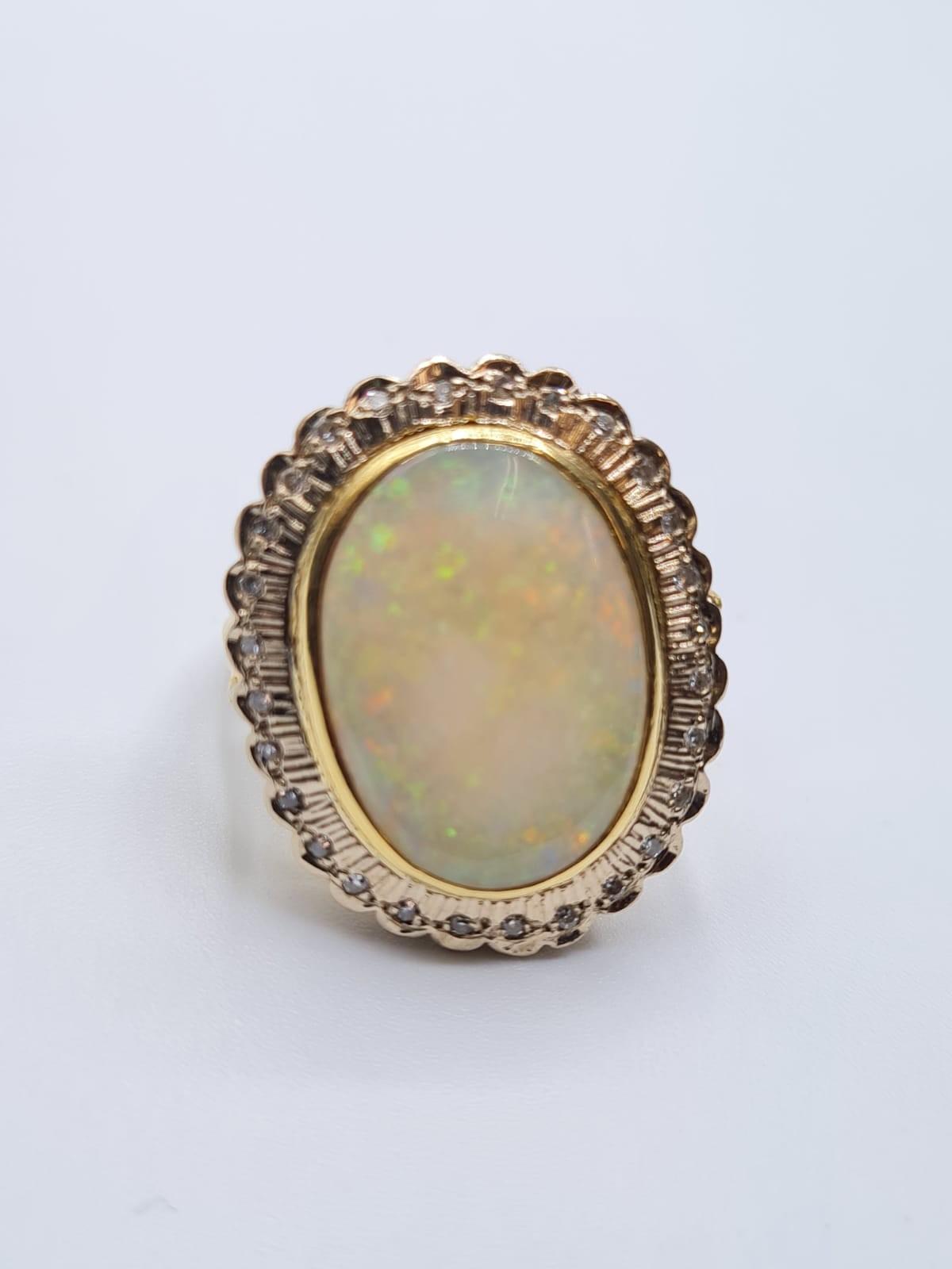 18ct gold opal and diamond ring. weight 10.3g & size M - Image 2 of 7