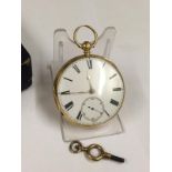 Antique large 18ct solid gold Fusee Pocket Watch with Diamond set balance cock, signed Edward
