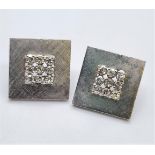 18CT WHITE GOLD DIAMOND STUD CLUSTER EARRINGS, WEIGHT 7.7G & 0.75CT APPROX