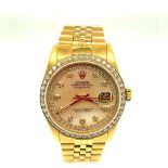 18CT STEEL GOLD PLATED ROLEX DATE JUST BRACELET WATCH DIAMOND SET DIAL AND BEZEL 16013 MODEL NO