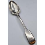 Antique Silver Dessert Spoon. Fiddle Shape Design. Clear Hallmark for Robert Walls, London 1848,