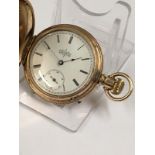 Antique Gold filled ladies full hunter Elgin pocket watch, 42mm diameter